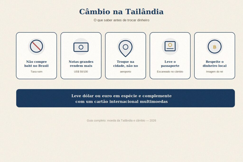 Checklist de câmbio e cuidados com dinheiro na Tailândia